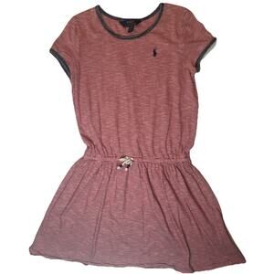Polo Ralph Lauren Girls Striped Dress Red White Logo Size L 12 14